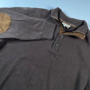 Territory Ahead Mens‎ XLT Brown Pullover 1/4 Button Zip Shirt Elbow Patch